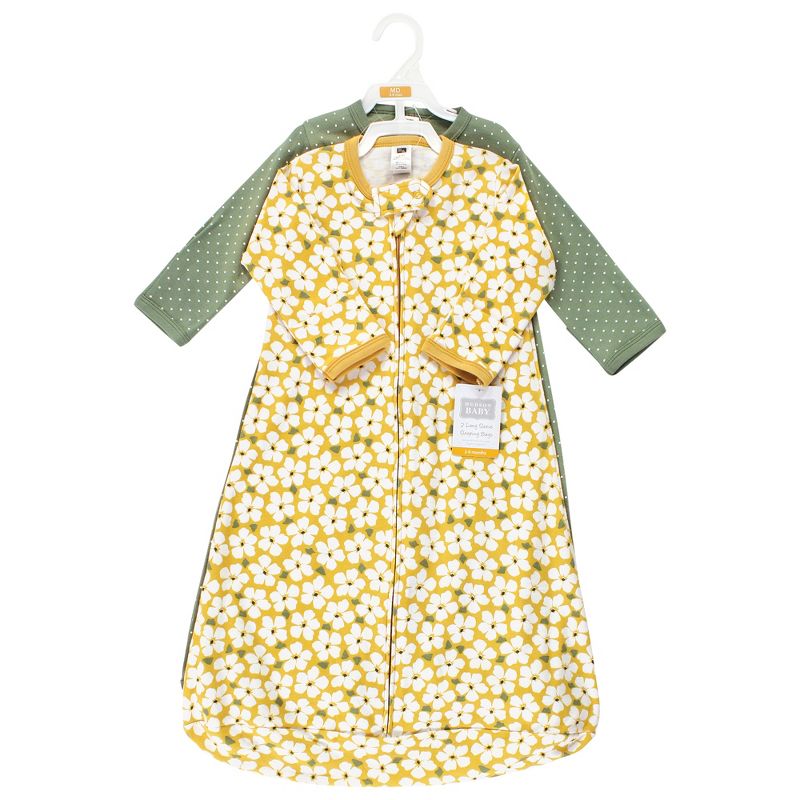 Hudson Baby Infant Girl Cotton Long-Sleeve Wearable Sleeping Bag, Sack, Blanket, Sage Floral Long Sleeve, 2 of 5