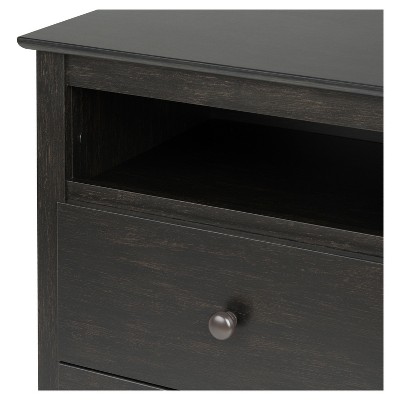Washed Black 2-Drawer Nightstand with Open Shelf