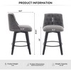 SKRAN 26"  Swivel Upholstered Bar Stool with Stain-Resistant Line&Button Tufted Back Easy Assembly  for Kitchen Island, Cafe or Home Bar - 3 of 4