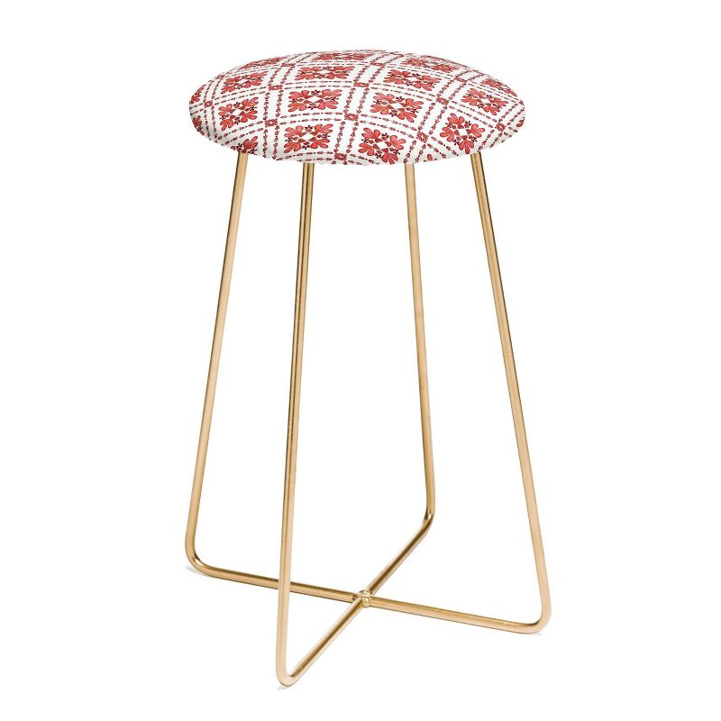 Schatzi Boho Tile Counter Height Barstool Gold/Red - Deny Designs, 1 of 4