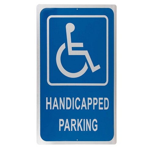 Juvale Handicap Parking Sign No Parking On Reserved Space Warning Rust Free Aluminum White On Blue 18 X 12 Inches Target