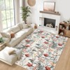 Floral Print Area Rugs Farmhouse Accent Rug with Non-Slip Backing, Washable Soft Low Pile Indoor Floor Mats for Bedroom, Living Room - 3 of 4