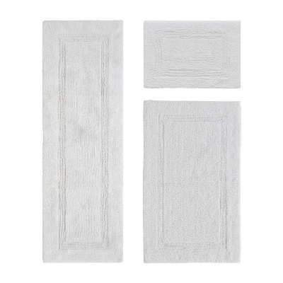 Lux Premium 100% Cotton  Ultra-Soft Tufted Solid Reversible 3 Piece Bath Rug Set, Water-Absorbent, Durable, Machine Washable Bathroom Rug