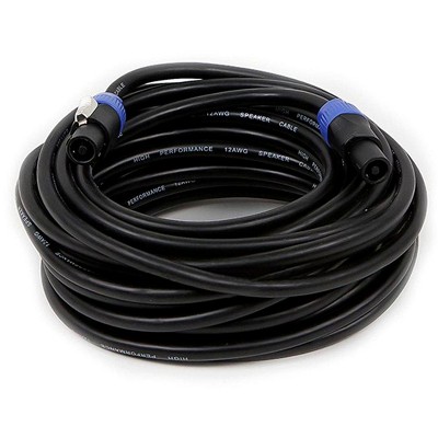 Monoprice Pro Audio Cable - 50 Feet - Black | 2-conductor NL4 Female to NL4 Female Speaker Twist Connector Cable, 12AWG With Spring-Loaded Lock