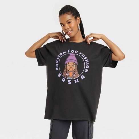 Women's Sasha Oversized Short Sleeve Graphic T-shirt - Black : Target