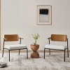 FONTOI Modern Living Room Accent Chair, Upholstery Armchair with Wood Wingback Chair, Living Room Furniture, White 27"* 25"*30" - 2 of 4