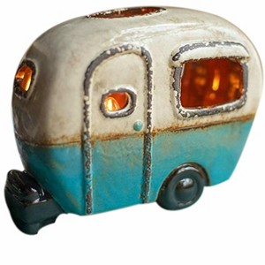 Ceramic Camper Lamp – 7.5"L Glazed Clay Night Light in Multi by Kalalou - 1 of 4