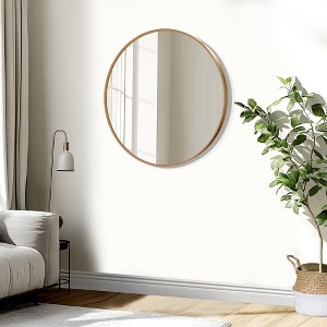 Wooakway Round Metal Decorative Wall Mirror Bathroom Mirror Wall Mount Accent Mirror Wall Decor for Bedroom Living Room - 1 of 4
