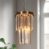 LNC Athean Mid-Century Moder Luxury Crystal Prism Chandelier,Gold,8in/21.7in/41.3in - 2 of 4