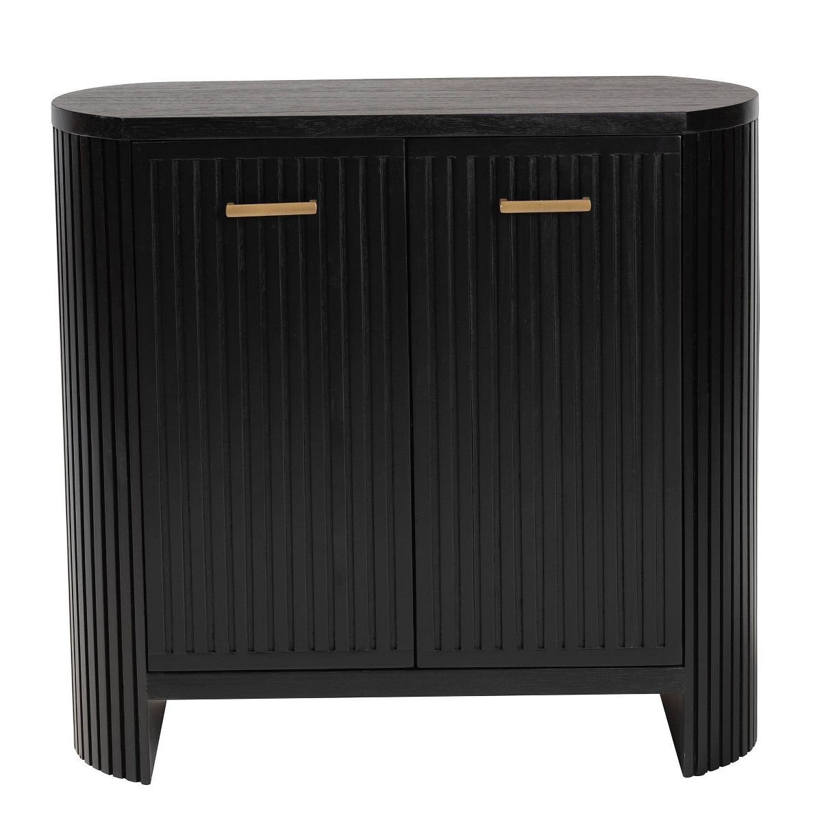 bali & pari Keshet Fluted Wood Storage Cabinet 2-Door with Vertical Slat Panels Black - thumbnail 3