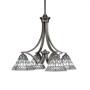 Toltec Lighting Zilo 4 - Light Chandelier in  Graphite with 7" Pewter Art Glass Shade - 1 of 1