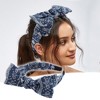 Unique Bargains Women's Double Bow Knot Fashion Headband Blue White Flower Pattern 1.34 Inch Wide 1 Pcs - 2 of 4