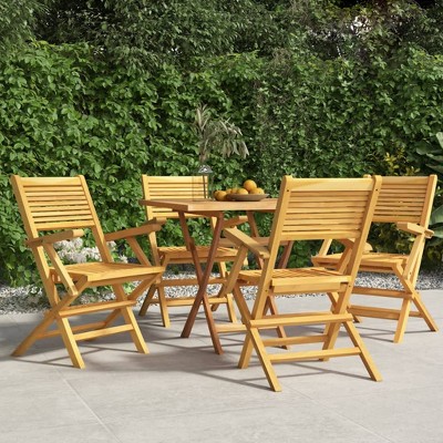 Folding Garden Chair Set of 4 Teak Solid teak wood Standard vidaXL