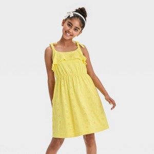 Girls' Sleeveless Knit Eyelet Dress - Cat & Jack™ - 1 of 3