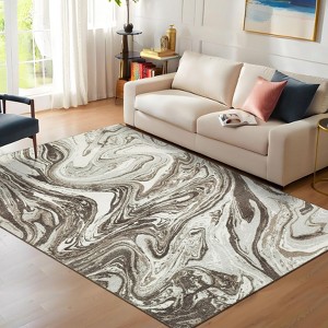Washable Modern Abstract Rug Non Slip Low Pile Rug Soft Contemporary Throw Floor Cover Foldable Indoor Carpet for Living Room Bedroom Playroom - 1 of 4