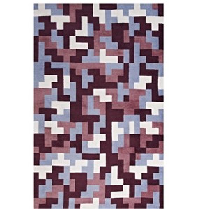 Modway Andela Interlocking Block Mosaic 8x10 Area Rug - Multicolored Red and Light Blue,  100% Polyester Microfiber ,  Tight Low Pile Weave - 1 of 4