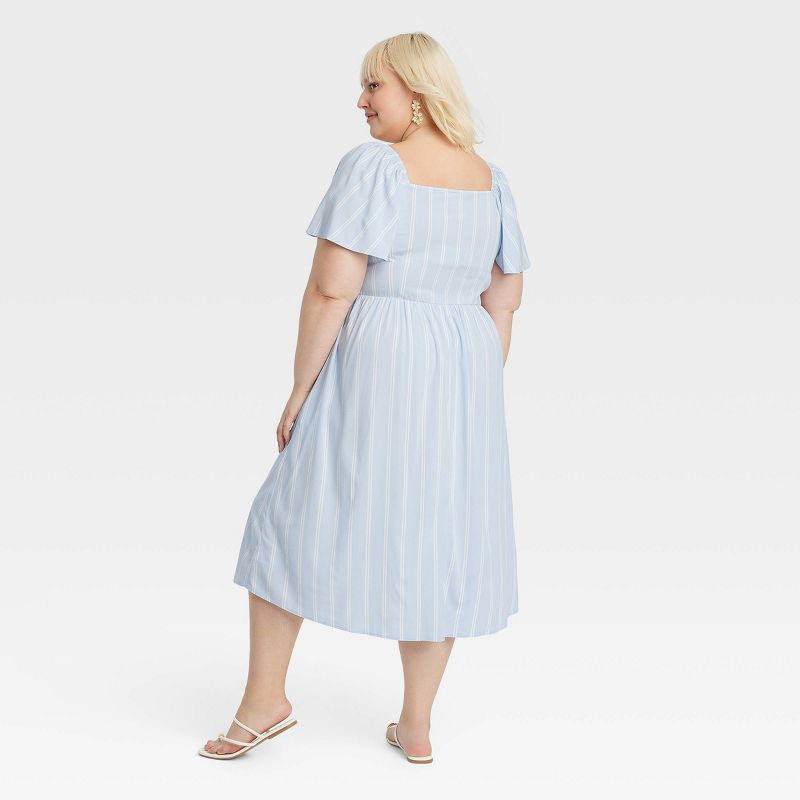 Women's Flutter Short Sleeve Midi A-Line Dress - Ava & Viv™, 3 of 11