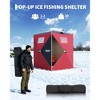 Portable Pop-Up Ice Fishing Tent, Spacious 1 to 2 Person Ice Fishing Shelter, Insulated Hub Shelter Includes Anchors, Wind Ropes & Carry Bag - 2 of 4