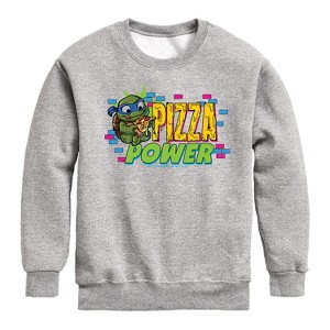Boys' - Teenage Mutant Ninja Turtles Mutant Mayhem - Leo Pizza Power Graphic Long Sleeve Fleece Sweatshirt - 1 of 4