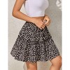 Women's Summer Drawstring Tiered Skirt Casual Floral Print Swing Beach Ruffle Mini Skirt - 2 of 4