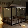 KTMBDW Twin/Full Size Montessori Floor Bed, Metal House Bed Frame for Kids, Montessori Floor Beds with Fence, Canopy Platform Bed - 3 of 4