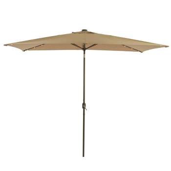 10' x 6.5' Fade-Resistant Canopy LED Patio Umbrella with Tilt Adjustment Sand - Wellfor