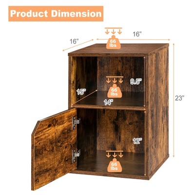 Rustic Brown MDF and Engineered Wood Nightstand Set with Storage