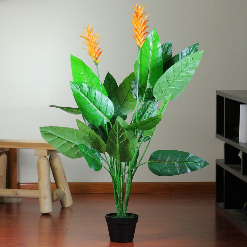 Northlight 50" Green and Orange Artificial Bird of Paradise Plant in a Black Pot, 2 of 3