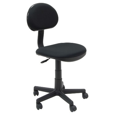 ErgoComfort Armless Black Swivel Task Chair with Pneumatic Height Adjustment