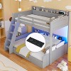 TIRAMISUBEST Twin over Full Bunk Bed with Shelves, Kids Storage Bed Frame with LED, Charging Station and Drawer - 2 of 4
