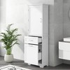 Chic Crate-Tall Bathroom Storage Cabinet – Freestanding Cabinet w/ 2 Different-Size Drawers & Adj. Shelf | MDF Painted Finish | White - 3 of 4