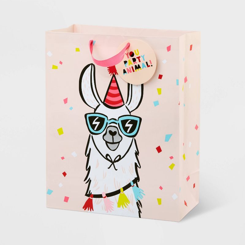 Medium Llama Print Gift Bag Pink - Spritz&#8482;, 1 of 4