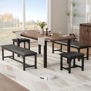 Modern Farmhouse Extendable Rectangular Dining Table,Large Kitchen Table,for apartments, kitchens, and compact dining areas. - 1 of 4