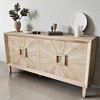 60'' Rustic Farmhouse Credenza, Antique Sunburst Door Buffet Sideboard, Vintage Wood Storage Cabinet TV Stand with Adjustable Shelves - 4 of 4