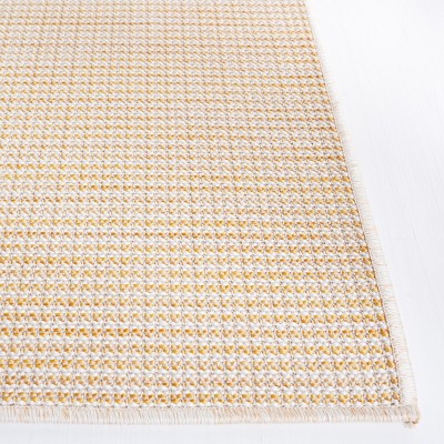 Yellow 4' x 6' Hand-knotted Synthetic Rectangular Rug