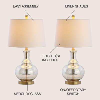 Contemporary White Linen Shade Clip-On Desk Lamp Set