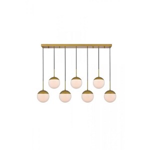 Elegant Lighting Eclipse 7 Lights Brass Pendant With Frosted White Glass - 1 of 4