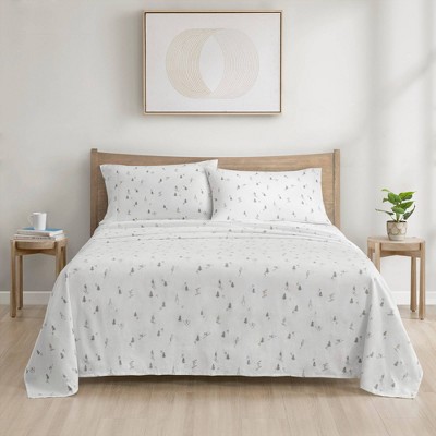 Twin XL Gray Cotton Flannel Winter Bedding Set