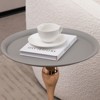 Kumasinova 21.2"Unique Mermaid End Table Exquisite Martini Table for Living Room,Modern Sofa Side Table Accent Pedestal Table,Art Deco,Matte Gray - 4 of 4