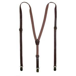 CTM Faux Leather Slim Clip-End Suspenders - 1 of 4