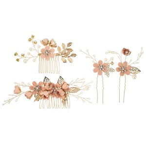 Unique Bargains Women's Bride Wedding Rhinestone Hair Combs 4 Pcs - 1 of 4
