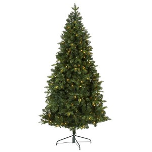 7ft Nearly Natural Pre-Lit LED Grand Teton Spruce Flat Back Artificial Christmas Tree Clear Lights - 1 of 4