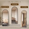 SEVOBAL 58"x18" Full Length Mirror with Arched Top Shatterproof Floor Mirror with Aluminum Frame for Living Room, Black, 149.4"*54"*3.5" - 4 of 4