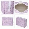 Unique Bargains Portable Floral Cosmetic Bag Purple 1 Pc - 3 of 3