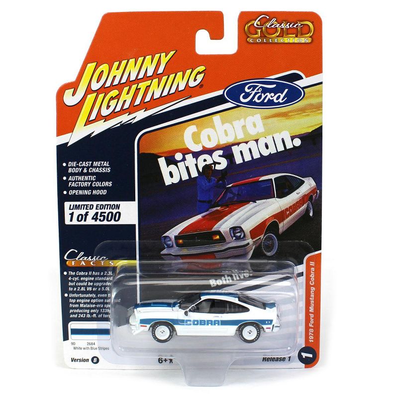 1/64 Johnny Lightning Classic Gold 1B 1978 Ford Mustang Cobra II JLCG031-B1, 1 of 2