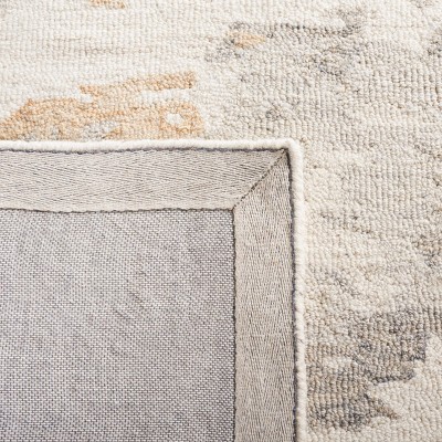 Ivory and Gray Abstract Handmade Wool 4' x 6' Area Rug