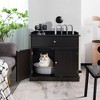 Tangkula Wooden Cat Litter Box Enclosure w/ Drawer Side Table Furniture - 2 of 4