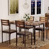 Industrial 5-Piece Dining Table Set for 4 with Cushioned Chairs – Kitchen Table Set with Spiral Leg Design Table & Chairs - 3 of 4
