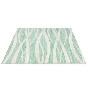 Faux Wool Modern Stripe Pattern Printed Area Rug with Ultra Low Pile, Machine Washable, Stain Resistant, Pet-Friendly, Non-Shedding, Bordered Edges - 1 of 4