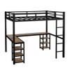 Twin XL Metal Loft Bed with Desk and Shelves, Loft Bed with Ladder and Guardrails, Loft Bed Frame for Bedroom, Black - image 3 of 4